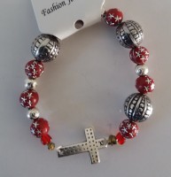 armband Cross Red and Silver